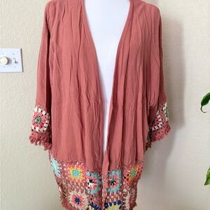 Umgee Mauve Crochet Accent kimono